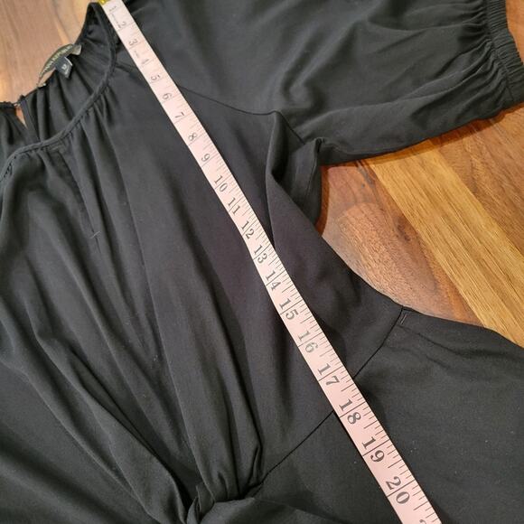 Banana Republic Poplin Twist Front Cropped Puff Sleeve Jumpsuit Size 12 - Picture 10 of 13